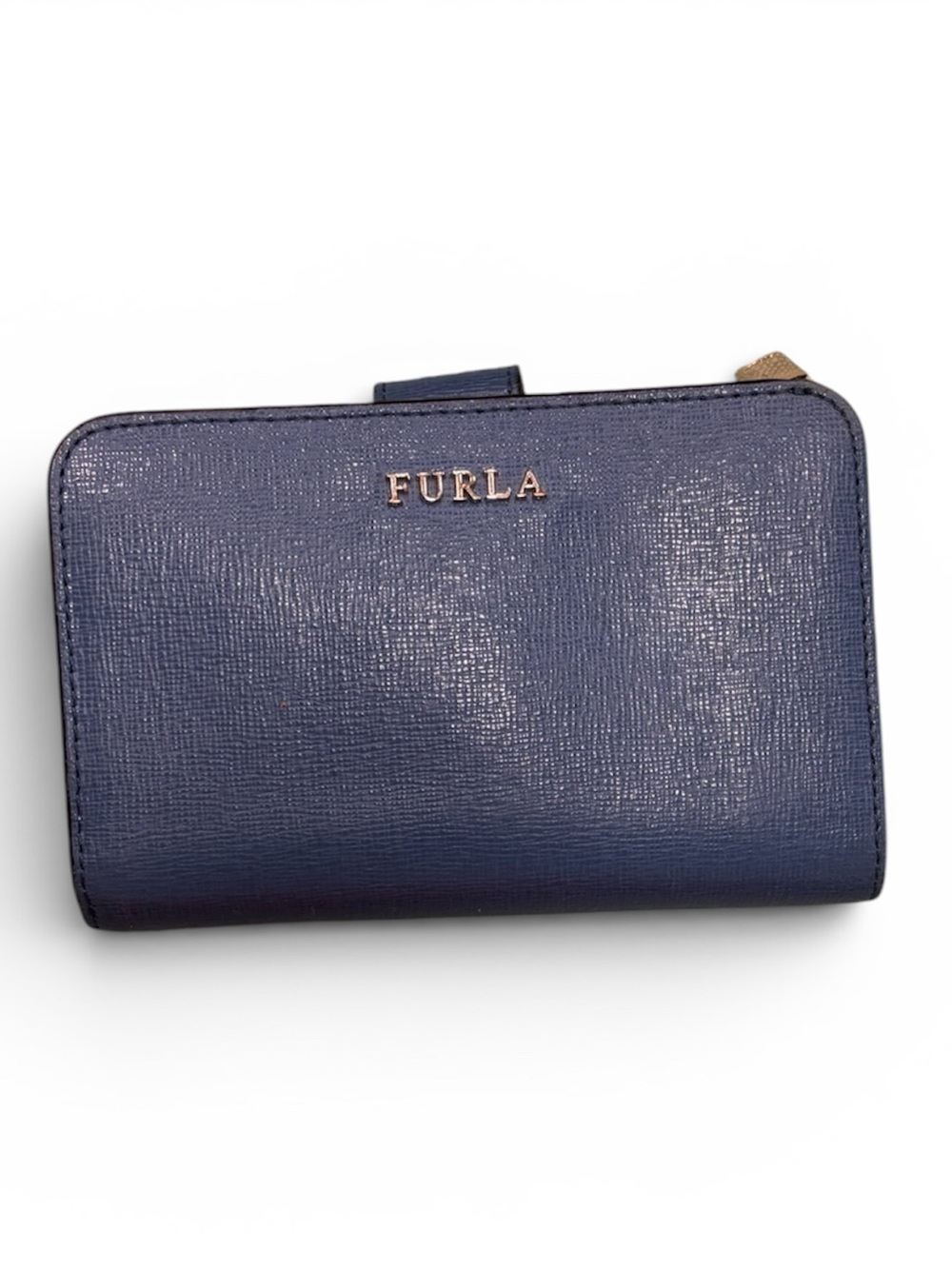 Furla Textured Blue Leather Compact Wallet
